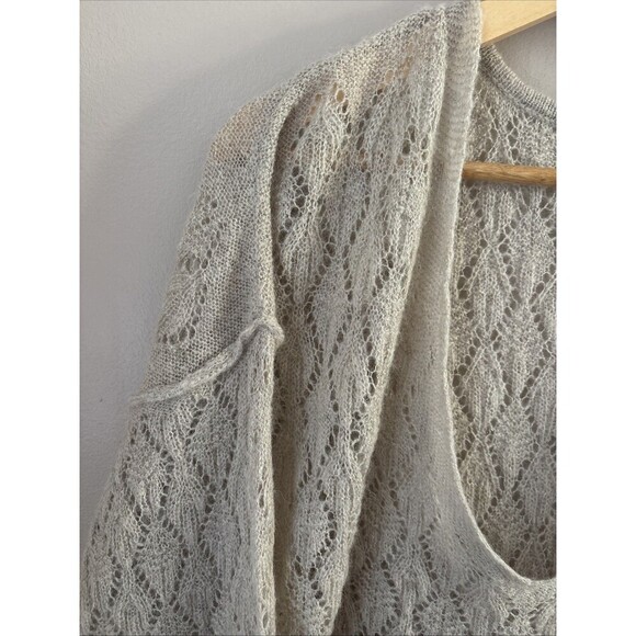 FREE PEOPLE Say Hello Oversized Sweater Small Taupe V-Neck Tunic Knit Wool Blend - Picture 2 of 8